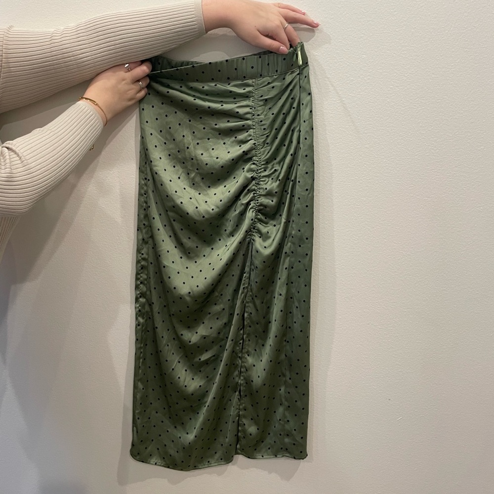 Ruched satin slip skirt